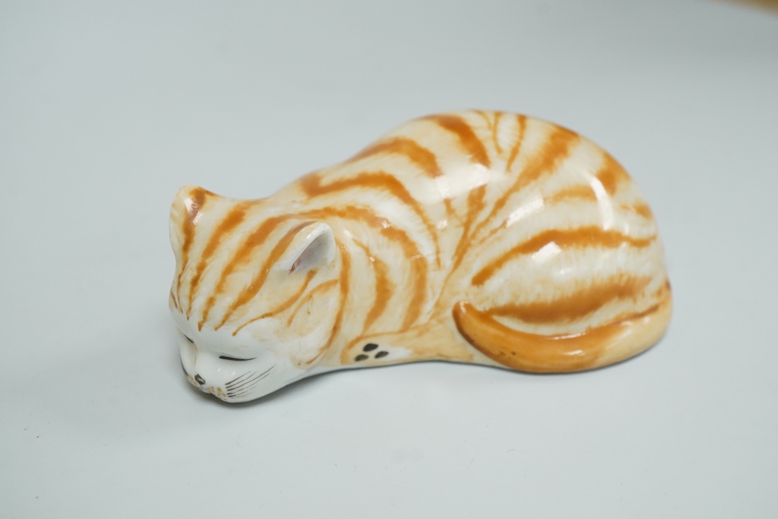 Two Fornasetti models of sleeping cats,9.5cm long